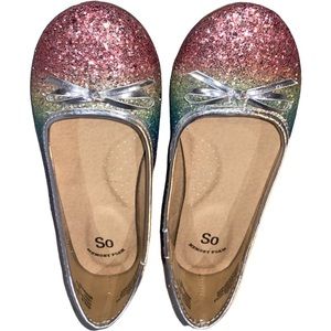 Girls sparkly multicolor slip on sandals size 4